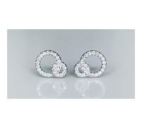 Faith Sterling Silver Sterling Silver CZ Round Cluster with Open CZ Circle Drop Stud Earrings 10x7mm