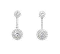 Faith Sterling Silver Sterling Silver CZ Round Halo Stud, CZ Bar & Round Halo Drop Earrings 10x29mm