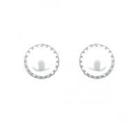 Faith Sterling Silver Sterling Silver CZ Round Pearl Stud Earrings 10x10mm