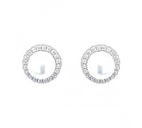 Faith Sterling Silver Sterling Silver CZ Round Pearl Stud Earrings 9x9mm