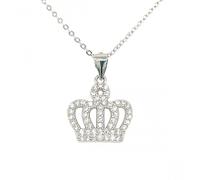 Faith Sterling Silver Sterling Silver CZ Royal Crown Necklace 14x15mm, 16-18"
