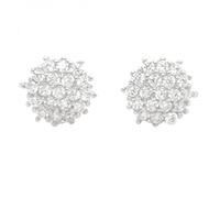 Faith Sterling Silver Sterling Silver CZ Triple Layer Claw Set Flower Cluster 8x8mm Stud Earrings