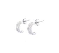 Faith Sterling Silver Sterling Silver CZ Triple Row Half Hoop Earrings 10mm