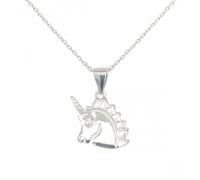 Faith Sterling Silver Sterling Silver CZ Unicorn Necklace 13x12mm, 16-18"