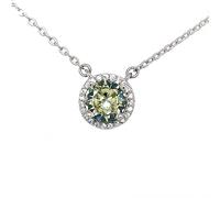 Faith Sterling Silver Sterling Silver Faith AUGUST Peridot Birthstone Halo CZ Pendant on Diamond Cut 16-18" Chain