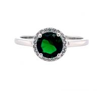 Faith Sterling Silver Sterling Silver Faith MAY Emerald Birthstone with CZ Halo Ring