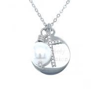 Faith Sterling Silver Sterling Silver First Holy Communion, CZ Cross & June Birthstone Necklace 15x15mm, 16-18"