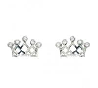 Faith Sterling Silver Sterling Silver Five CZ Plain Crown Stud Earrings 6x10mm