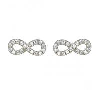 Faith Sterling Silver Sterling Silver Full CZ Rubover Infinity Stud Earrings 12x6mm