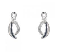 Faith Sterling Silver Sterling Silver Half Plain Half CZ Figure of Eight Drop Earrings 7x14mm