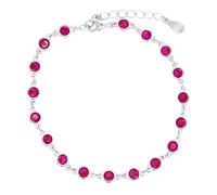 Faith Sterling Silver Sterling Silver July Birthstone CZ Rubover Bracelet 4x4mm, 15.5+3.5cm