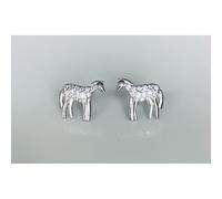Faith Sterling Silver Sterling Silver Kids CZ Body, Plain Head & Legs Horse Stud Earrings 9x10mm