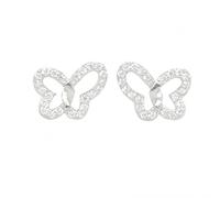 Faith Sterling Silver Sterling Silver Kids CZ Butterfly Outline 9x5mm Stud Earrings
