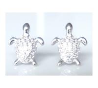 Faith Sterling Silver Sterling Silver Kids CZ Shell Turtle 10mm x 11mm Stud Earrings