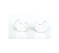 Faith Sterling Silver Sterling Silver Kids Pave CZ Crescent Moon 8mm x 6mm Stud Earrings