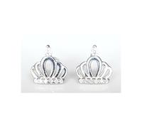 Faith Sterling Silver Sterling Silver Kids plain Open Strand with CZ Top & 6 CZ Bottom Crown 9mm x 8mm Stud Earrings