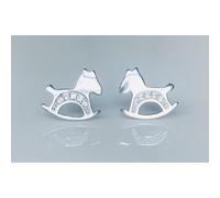 Faith Sterling Silver Sterling Silver Kids Plain Rocking Horse with CZ Legs Stud Earrings 8x9mm