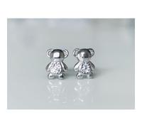 Faith Sterling Silver Sterling Silver Kids Plain Teddy with CZ Tummy Stud Earrings 8x5mm
