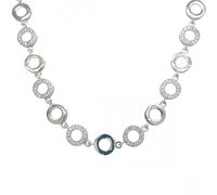 Faith Sterling Silver Sterling Silver Large CZ Circle and Plain Link Necklace 40.5+3cm
