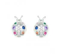 Faith Sterling Silver Sterling Silver Multicoloured CZ Ladybird Kids Stud Earrings 10x8mm