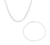 Faith Sterling Silver Sterling Silver Open Heart Link Necklace & Bracelet Set 0.3cm, 17cm, 18"