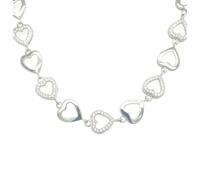 Faith Sterling Silver Sterling Silver Open Plain & CZ Alternating Hearts on Extendable Necklace 40.5+3.5cm