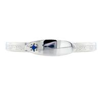 Faith Sterling Silver Sterling Silver Oval ID Plate with Blue CZ Patterned Baby Bangle 0.7cm, 4.5-6cm