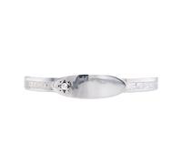 Faith Sterling Silver Sterling Silver Oval ID Plate with CZ Patterned Baby Bangle 0.7cm, 4.5-6cm