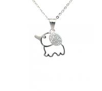 Faith Sterling Silver Sterling Silver Part CZ Elephant Necklace 1.4 x 1.3cm, 16-18"