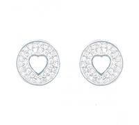 Faith Sterling Silver Sterling Silver Pave Circle With Open Heart Centre Stud Earrings 9x9mm
