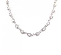 Faith Sterling Silver Sterling Silver Pear CZ Centre with Halo Link Necklace 40.5+4cm