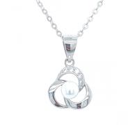 Faith Sterling Silver Sterling Silver Pearl Triple Twist Necklace 10mm, 16-18"