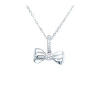 Faith Sterling Silver Sterling Silver Plain Bow with Centre Stone & CZ Bar Necklace 14x14mm, 16-18"
