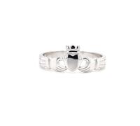 Faith Sterling Silver Sterling Silver Plain Claddagh with Criss-cross Patterned Band Ring