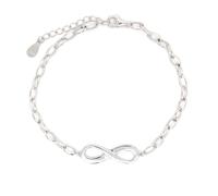Faith Sterling Silver Sterling Silver Plain Infinity Belcher Link Bracelet 2.2 x 0.7cm, 17cm + 3cm