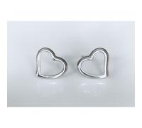 Faith Sterling Silver Sterling Silver Plain Open Tiffany Style Heart 8 x 9mm Stud Earrings