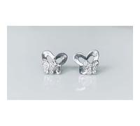 Faith Sterling Silver Sterling Silver Plain Outline Butterfly with Small CZ Butterfly in Front Stud Earrings 8x9mm