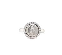 Faith Sterling Silver Sterling Silver Plain Round Miraculous Medal with CZ Surround Ring