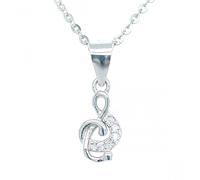 Faith Sterling Silver Sterling Silver Plain Treble Clef with Part CZ Necklace 10x6mm, 16-18"