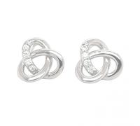 Faith Sterling Silver Sterling Silver Plain Trinity Twist with 3 Stone 10x10mm Stud Earrings