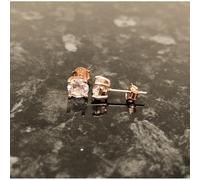 Faith Sterling Silver Sterling Silver Rose Gold Micron 4 Claw Round CZ 7mm Stud Earrings