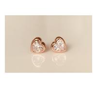 Faith Sterling Silver Sterling Silver Rose Gold Micron CZ Rubover Heart 6mm Stud Earrings