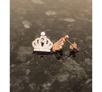 Faith Sterling Silver Sterling Silver Rose Gold Micron CZ Single Stone Top Crown 13mm Stud Earrings