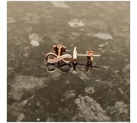Faith Sterling Silver Sterling Silver Rose Gold Micron Half CZ, Half Plain Infinity Stud 12mm Earrings