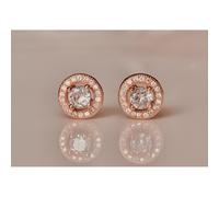 Faith Sterling Silver Sterling Silver Rose Gold Micron Round CZ with Floating Halo 8mm Stud Earrings