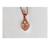 Faith Sterling Silver Sterling Silver Rose Gold Pave Padlock with Open Keyhole 9 x 7mm Pendant on Diamond Cut Chain