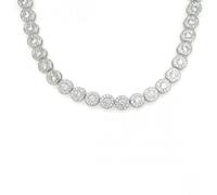 Faith Sterling Silver Sterling Silver Round CZ Centre with Beaded Edge Round Halo Link Necklace 40.5+5.5cm