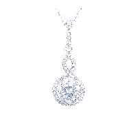Faith Sterling Silver Sterling Silver Round CZ with Halo & Twist Drop Necklace 25x9mm, 16-18"