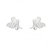 Faith Sterling Silver Sterling Silver Side-view CZ Butterfly Stud Earrings 8x9mm