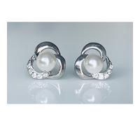Faith Sterling Silver Sterling Silver Triple Swirl with Pearl Centre Stud Earrings 8x8mm